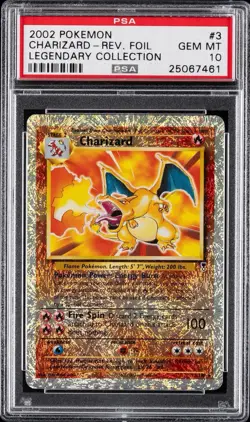 Charizard 2002 Pokemon Legendary Reverse Foil Holo Card #3 - PSA 10 WOTC - Image 1
