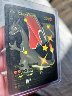 Charizard V Black Foil Fan Art Vinyl Textured Collector Card Black Wing - Image 2