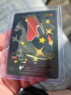 Charizard V Black Foil Fan Art Vinyl Textured Collector Card Black Wing - Image 3