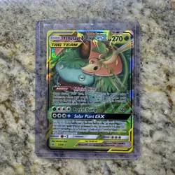Pokemon Venusaur and Snivy GX Card 1/236 Tag Team Cosmic Eclipse NM Condition 🌟 - Image 1