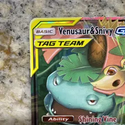 Pokemon Venusaur and Snivy GX Card 1/236 Tag Team Cosmic Eclipse NM Condition 🌟 - Image 3