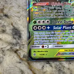 Pokemon Venusaur and Snivy GX Card 1/236 Tag Team Cosmic Eclipse NM Condition 🌟 - Image 5