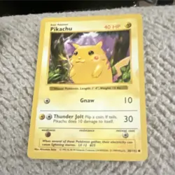 Rare Shadowless Red Cheek Pikachu Base Set 58/102 1999 Wizards of the Coast Card - Image 1