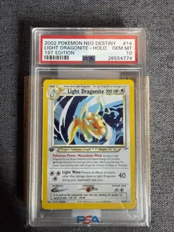 Pokemon TCG Light Dragonite Holo Rare Card 1st Edition Neo Destiny 14/105 PSA 10 - Image 1