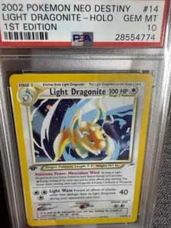 Pokemon TCG Light Dragonite Holo Rare Card 1st Edition Neo Destiny 14/105 PSA 10 - Image 2