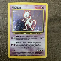 Mewtwo 10/102 Unlimited Base Set Holo MP Rare Pokemon TCG Card Free Shipping - Image 1