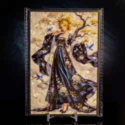Temari Nara Waifu Trading Card A6 Oversized Black Glitter Frame Naruto Dress - Image 1