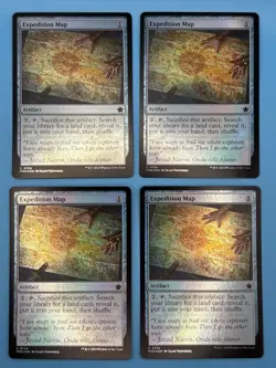 4x Expedition Map FOIL Foundations Artifact Search for a Land MTG Magic - Image 1