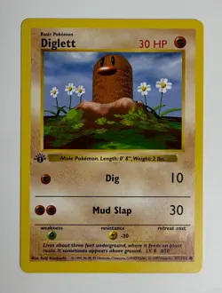 1999 WOTC POKEMON BASE SET SHADOWLESS 1ST EDITION DIGLETT 47/102 COMMON NM B - Image 3