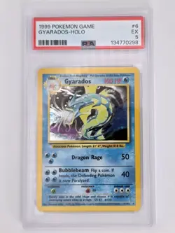 PSA 5 Gyarados Holo 6/102 Pokemon 1999 Base Set Unlimited - Image 1