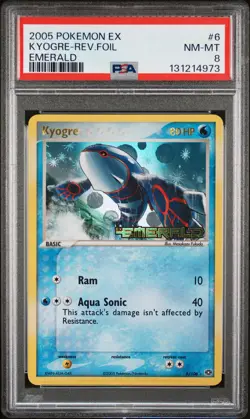 2005 POKEMON EX EMERALD #6 KYOGRE-REVERSE FOIL PSA 8 - Image 1