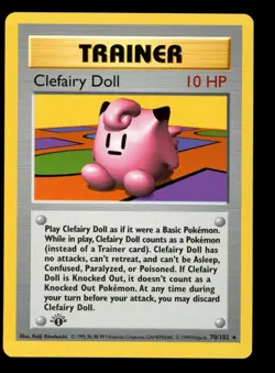 1999 WOTC POKEMON BASE SET SHADOWLESS 1ST EDITION CLEFAIRY DOLL 70/102 RARE NM B - Image 1