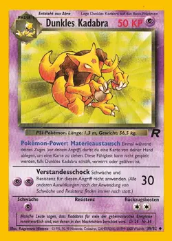 Dunkles Kadabra # 39/82 Uncommon Team Rocket 2000 Pokemon German MINT - Image 1