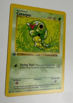 1999 WOTC POKEMON BASE SET SHADOWLESS 1ST EDITION CATERPIE 45/102 COMMON NM B - Image 4