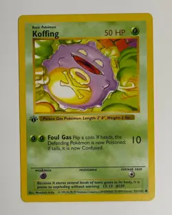 1999 WOTC POKEMON BASE SET SHADOWLESS 1ST EDITION KOFFING 51/102 COMMON LP B - Image 3