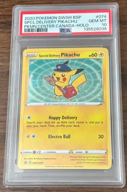 2020 POKEMON SWSH BLACK STAR PROMO #074 SPECIAL DELIVERY PIKACHU-HOLO PSA 10 - Image 1