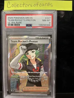 PSA NM-MINT 8 - 2025 POKEMON DESTINED RIVALS ULTRA RARE 227 TEAM ROCKET'S PROTON - Image 1