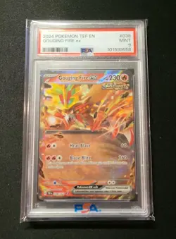 POKEMON TEF English #38 GOUGING FIRE EX PSA 9 2024 TEMPORAL FORCES 038/162 - Image 1
