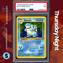 1999 POKEMON BASE SET UNLIMITED #2/102 BLASTOISE HOLO RARE PSA 7 - Image 1