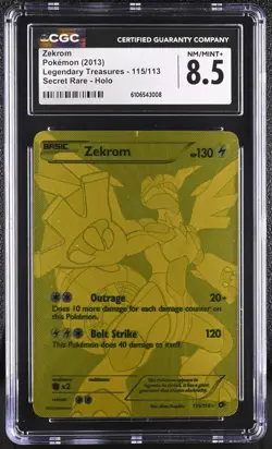 2013 POKEMON B&W LEGENDARY TREASURES ZEKROM #115/113 SECRET RARE HOLO CGC 8.5 - Image 1