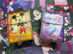 Lot 2 Disney Lorcana The First Chapter Deck Storage Box Mickey Mouse And Elsa - Image 2