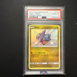 Gible SV38/SV94 PSA 10 GEM MT 2019 Pokemon S & M Hidden Fates FA Card TCG - Image 1