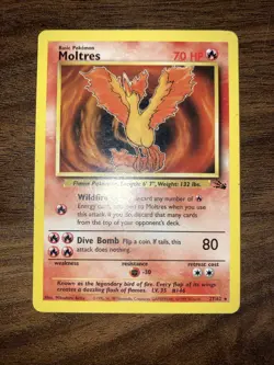Moltres Fossil Non-Holo Rare Pokemon Card 27/62 Moderately Played - Image 1