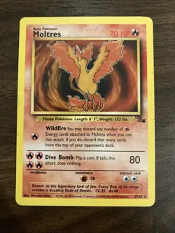 Moltres Fossil Non-Holo Rare Pokemon Card 27/62 Moderately Played - Image 2
