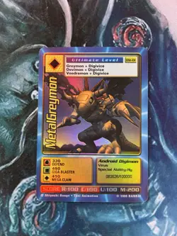 Digimon MetalGreymon DW-01 Rare Holo Card PlayStation Promo Bandai 1999 - Image 1