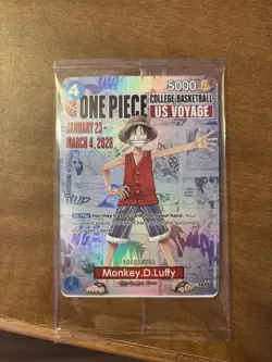 One Piece College Basketball US Voyage Promo Card – Monkey D. Luffy (SEALED) - Image 1