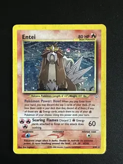 Pokemon Entei Neo Revelation Holo Rare Card 6/64 With Swirl - Image 1