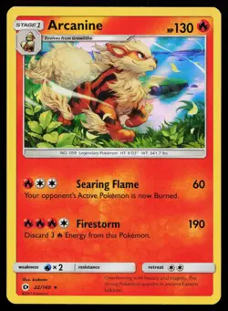 Arcanine 22/149 Holo Rare SM Base Set Pokemon Card - Image 1