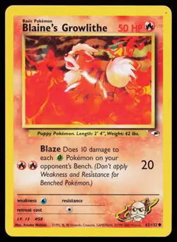 Blaine's Growlithe 62/132 Gym Heroes Pokemon Card - Image 1