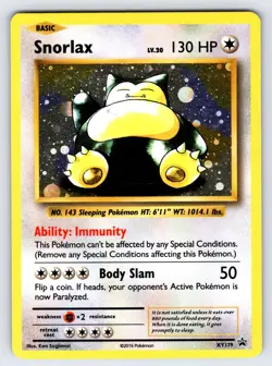 Snorlax XY179 2016 XY Evolutions Black Star Promo Pokemon Card Cosmos Holo - Lp - Image 1