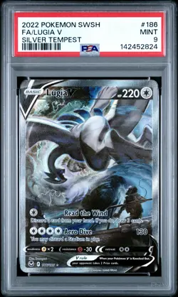 2022 POKEMON SWORD & SHIELD SILVER TEMPEST #186 FULL ART/LUGIA V PSA 9 - Image 1
