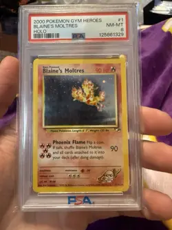 2000 Pokemon Gym Heroes #1 Blaine's Moltres Holo PSA 8 NM-MT - Image 1