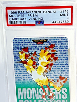 1996 Pokemon Japanese Bandai Carddass Moltres Prism Green #146 PSA 9 MINT Rare - Image 2