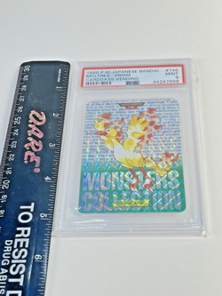 1996 Pokemon Japanese Bandai Carddass Moltres Prism Green #146 PSA 9 MINT Rare - Image 5