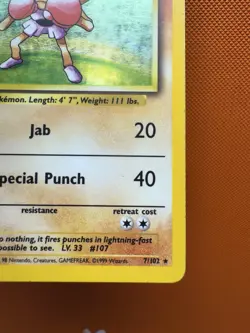 Hitmonchan - 7/102 - Pokemon Card Base Set Unlimited Holo Rare MP 2071 - Image 5