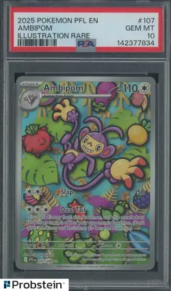 #1 2025 Pokemon PFL EN Illustration Rare #107 Ambipom PSA 10 GEM MINT - Image 1