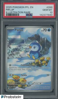 2025 Pokemon PFL EN Illustration Rare #098 Piplup PSA 10 GEM MINT - Image 1