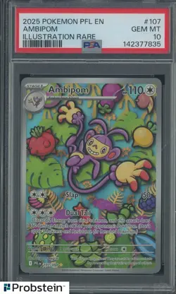 #2 2025 Pokemon PFL EN Illustration Rare #107 Ambipom PSA 10 GEM MINT - Image 1