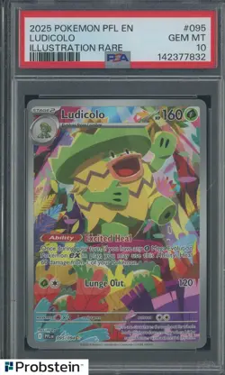 #2 2025 Pokemon PFL EN Illustration Rare #095 Ludicolo PSA 10 GEM MINT - Image 1