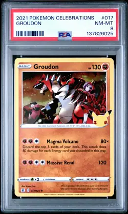 2021 POKEMON CELEBRATIONS #017 GROUDON PSA 8 - Image 1