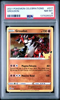 2021 POKEMON CELEBRATIONS #017 GROUDON PSA 8 - Image 1