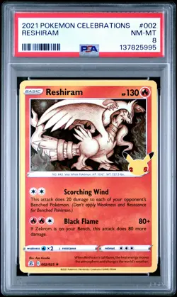 2021 POKEMON CELEBRATIONS #002 RESHIRAM PSA 8 - Image 1