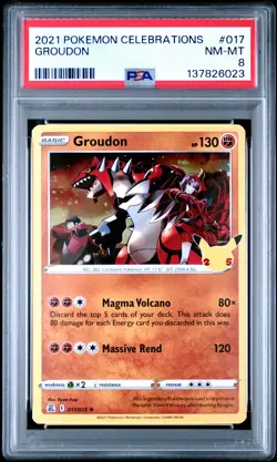 2021 POKEMON CELEBRATIONS #017 GROUDON PSA 8 - Image 1