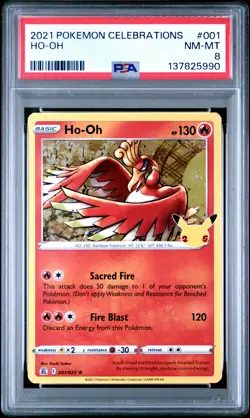 2021 POKEMON CELEBRATIONS #001 HO-OH PSA 8 - Image 1