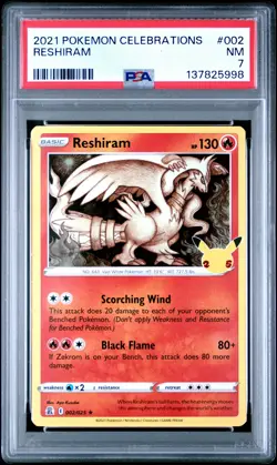 2021 POKEMON CELEBRATIONS #002 RESHIRAM PSA 7 - Image 1