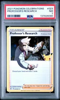 2021 POKEMON CELEBRATIONS #023 PROFESSOR'S RESEARCH PSA 7 - Image 1
